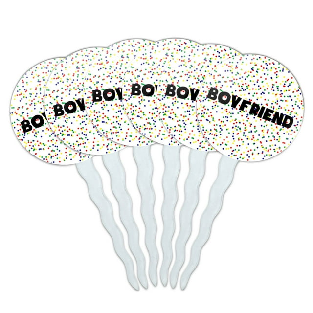 Boyfriend Cupcake Picks Toppers - Set of 6 - Mutlicolored Speckles