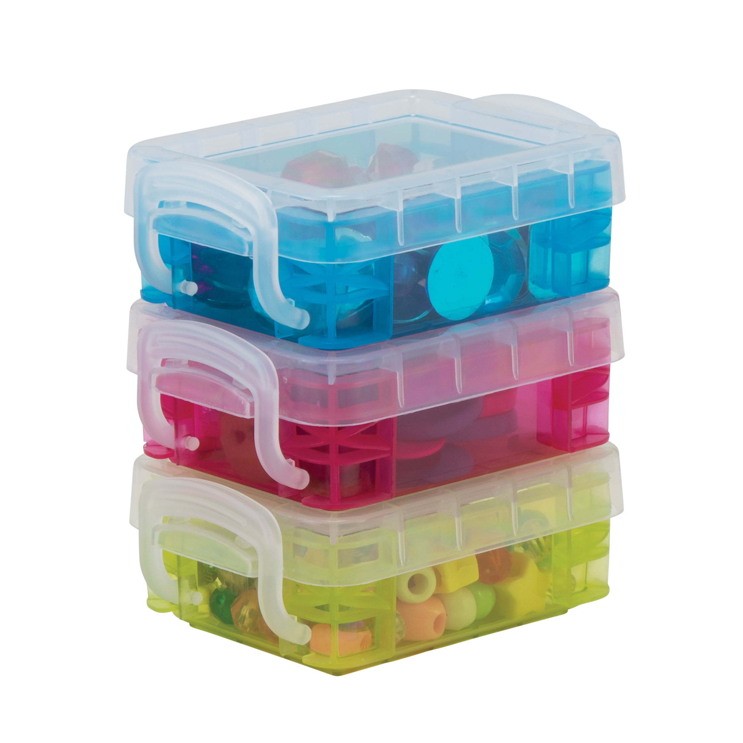 Super Stacker 3 Count (36 total) Assorted  Color Bitty Boxes - Storage Organizer for Office and Craft Supplies - 12 Bulk Pack