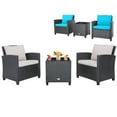 thumbnail image 2 of Costway 3PCS Patio Wicker Furniture Set with Beige &Turquoise Cushion Covers Balcony, 2 of 9