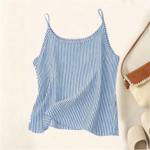 TaTaai Womens Casual Grid Print Cami Top 2026 Spring Summer Round Neck Sleeveless Spaghetti Strap Vest Solid Color Loose Fit Comfy Blouse Daily Beach Vacation Wear Gift