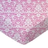 SheetWorld Fitted 100% Cotton Percale Play Yard Sheet Fits BabyBjorn Travel Crib Light 24 x 42, Pink Damask