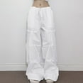 thumbnail image 5 of Pantalon Décontracté Multi-Poches pour Femmes Taille Basse Droit Tissé, 5 of 5