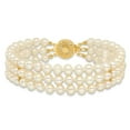 thumbnail image 3 of 14k Yellow Gold Bracelet Gemstones Women's Pearl mm 7.5 in 5-6 White Near Round FW Cultured 3-strand, 3 of 6