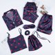 thumbnail image 3 of Gibobby Pijamas Mujer Verano Sexy Pijamas Conjunto de siete piezas para mujer, pantalones cortos de manga larga, pijamas para el con tirantes(Azul,XL), 3 of 5