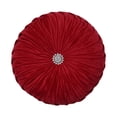 thumbnail image 1 of Pillow Perfect 628899 Coussin Rond en Velours Plissé 14 Pouces - Rouge, 1 of 4