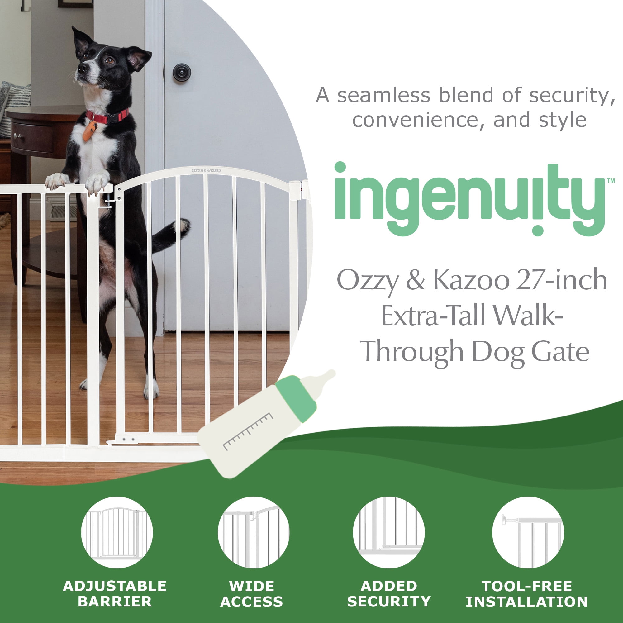 Open Box Ingenuity Ozzy & Kazoo 27” Tall Walk Through Gate For Doorway