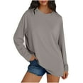 thumbnail image 2 of BVOFAR Women's Oversized Tops Long Sleeve Round Neck Solid Color Shirts Casual Loose Fit Trendy Blouses 2025, 2 of 9
