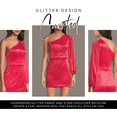 thumbnail image 3 of David’s Bridal, The Edit by DB Studio Women's Formal One-Shoulder Long-Sleeve Glitter Mini Dress, Short, Novelty, 3 of 7