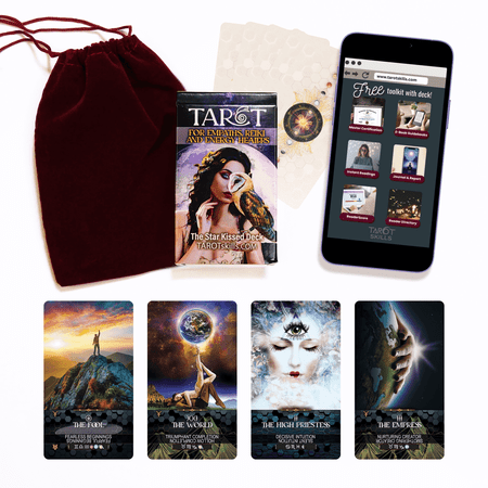 Tarot Skills Star Kissed Tarot Deck, Tarot Cards with Meanings on Them Including “Golden Dawn” Astrology Zodiac and Planets, Keywords, Reversed, Elements