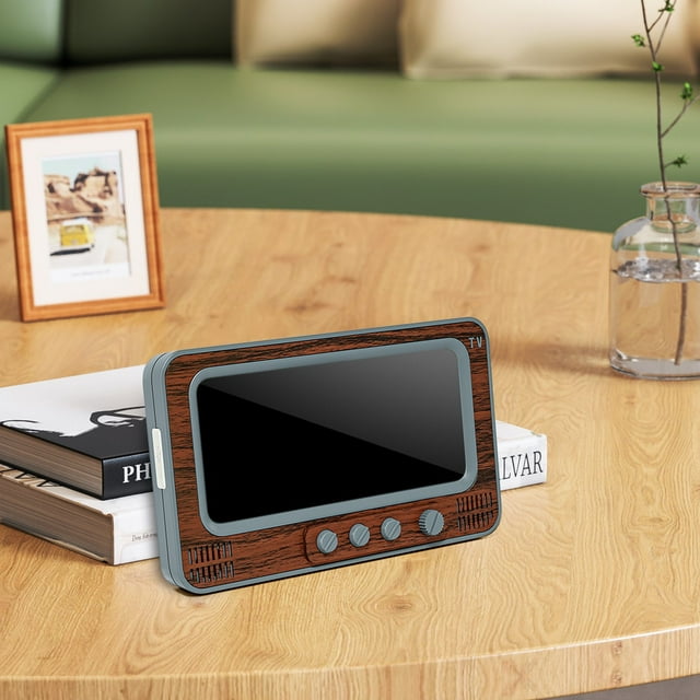Phone TV Screen Magnifier, Retro TV Phone Holder, Retro Desktop Mobile Phone Screen Amplifier TV Model with Mobile Phone