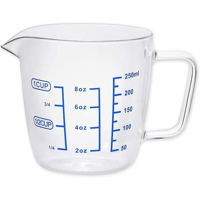 Taza medidora de vidrio de 250 ml Taza medidora Taza medidora de líquidos multipropósito TUNC Sencillez