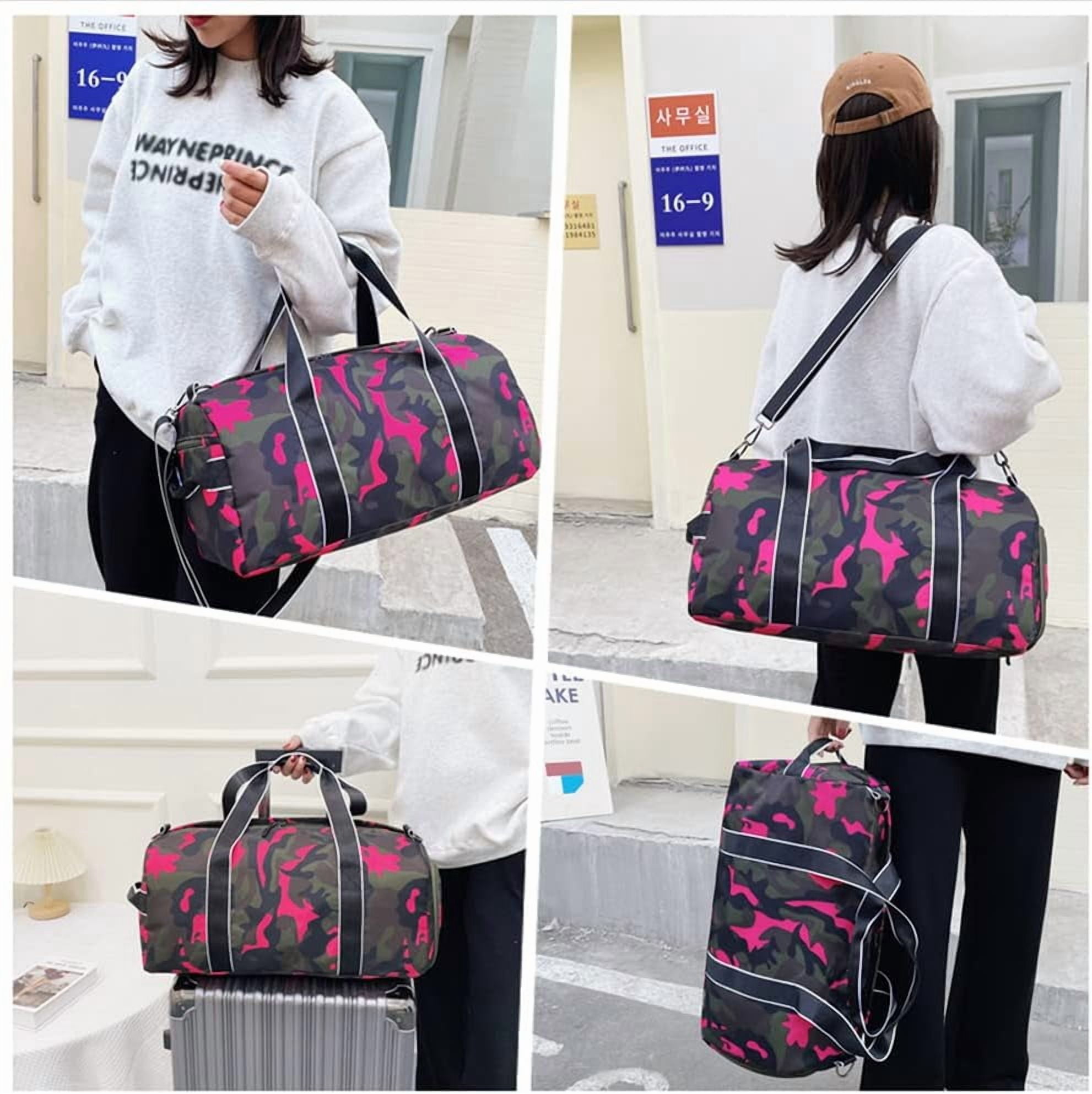 Kids Overnight Duffle Bag Girls Boys Sports Gym Bag with Shoe Compartment Wet Pocket Camouflage travel bag (ArmyGreen)