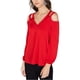 thumbnail image 1 of INC Blusa con hombros descubiertos recortada para mujer, roja, mediana I-N-C Hombro frío, 1 of 2