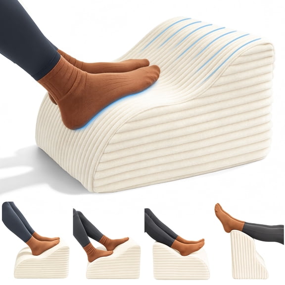 QUTOOL Foot Rest for Under Desk, High-Support Ergonomic Foam Footrest with Removable Washable Cover, Non-Slip Bottom for Office Home Gaming, Beige