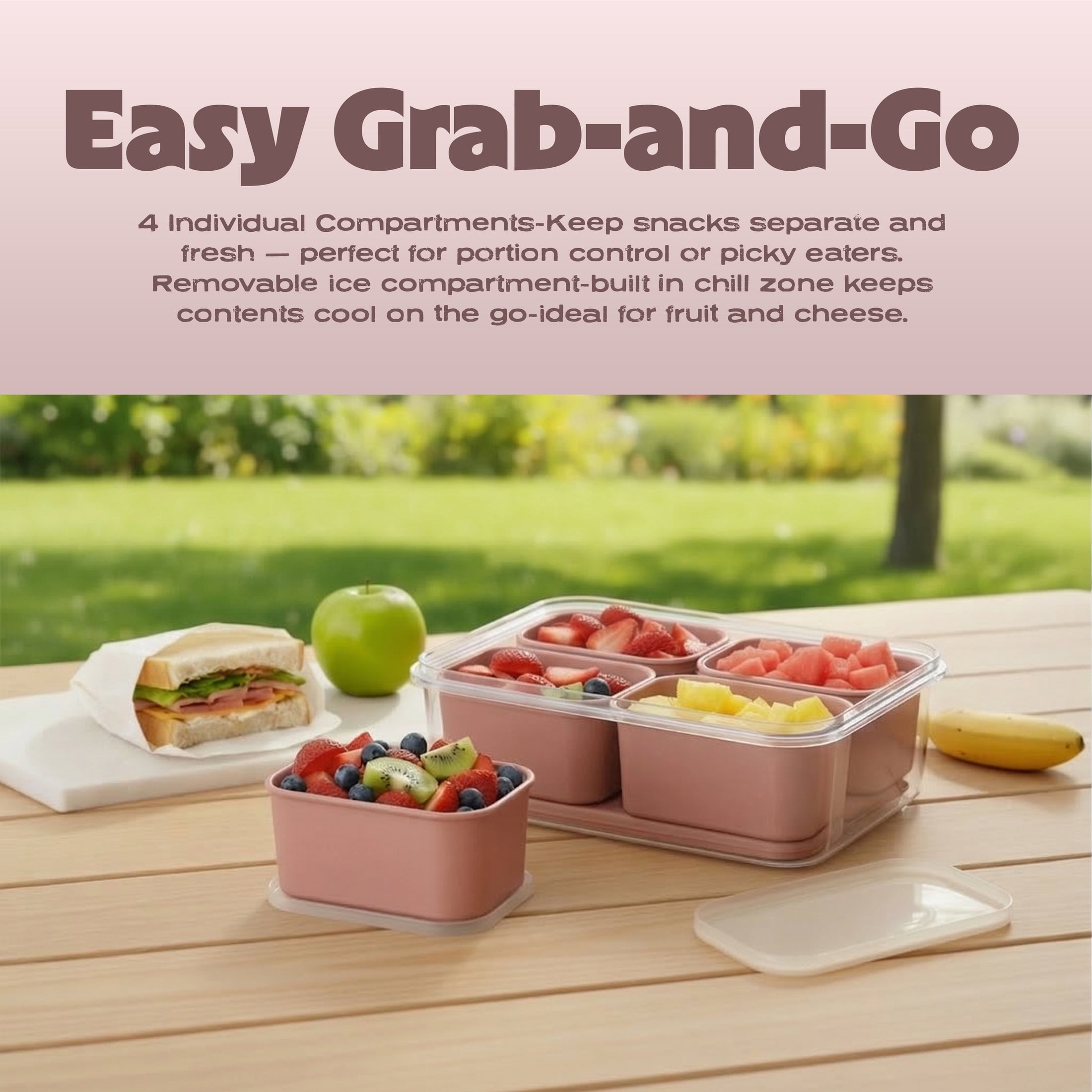 Cook with Color 4-Compartment Portable Snack Box Food Storage