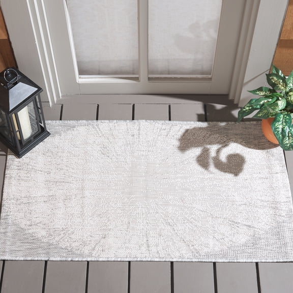 SAFAVIEH Courtyard Jaymz Radiant Indoor/Outdoor Area Rug, Beige/Grey, 2' x 3'7"