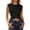 a-Black11, variant on Womens Solid Color Sleeveless Crewneck Crop Top Twist Front Cross Wrap Ruched Waist Casual T Shirt For Daily Wear Going Out