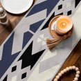 thumbnail image 3 of Blue Black Geometric Table Runner 90 Inches, Modern Abastract Minimalist Lines Grey Bed Runner Dresser Scarves Tabletop for Indoor Outdoor Parties/Ceremony/Banquet, 13" x 90", 3 of 9