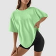thumbnail image 4 of Womens T Shirts Summer Tops 2025 Solid Color Short Sleeve Crewneck Regular Fit Casual Tees Tshirts Shirts for Women, 4 of 5