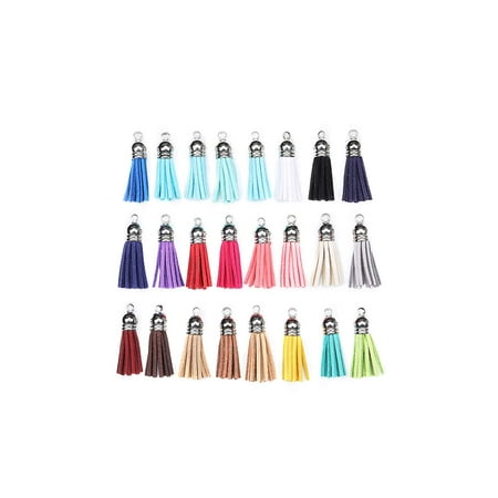 - 100 Pcs Multicolored Small Leather Tassels, Faux Suede Tassel for Jewelry Making/Crafts/Key Ring/Keychain Charms