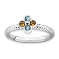 thumbnail image 1 of Sterling Silver Stackable Expressions Blue Topaz & Citrine Flower Ring Size 8, 1 of 3