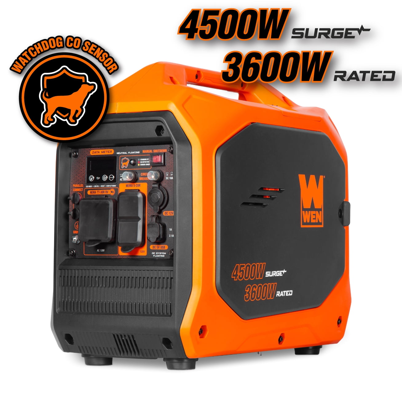 WEN 4500-Watt Inverter Generator, RV-Ready, Quiet, Portable, and Lightweight with Fuel Shut Off and CO Watchdog (56432iX)