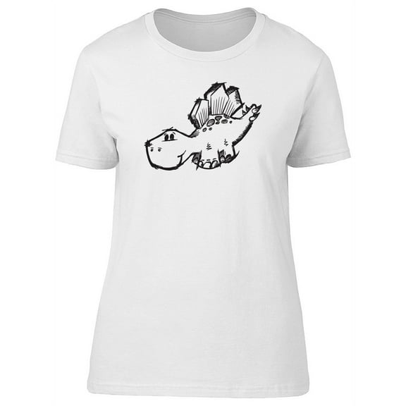Cute Stegosaurus Sketch T-Shirt Women -Image by Shutterstock, Female x-Large