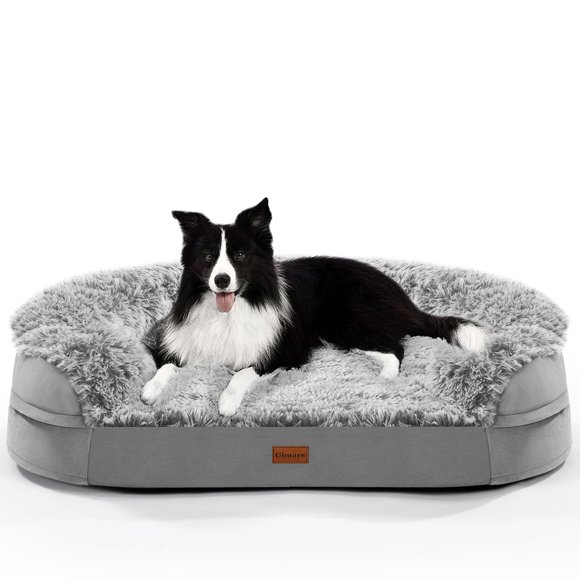 Gimars Lits Orthopédiques pour Grands Chiens, Canapé-Lit en Mousse Œuf Ultra Doux et Épais de 3,7 Pouces, Housse Lavable en Mousse 28D, Doublure Imperméable