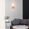 thumbnail image 5 of Better Homes & Gardens 1-Light Indoor Wall Sconce, Satin Nickel Finish, White Shade, Bulb Included, 5 of 11