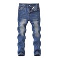 thumbnail image 2 of MKOSPLRT Boy's Elastic Jeans Skinny Fit Stretch Fashion Denim Pants Distressed Solid Wash Jeans Slim Fit Retro Jeans with Pocket, 2 of 3