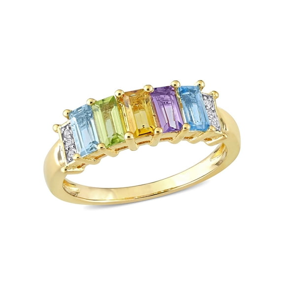 Everly Women's Topaz and Peridot Citrine Amethyst Sterling Silver Ring