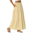 thumbnail image 5 of Womens Midi Skirt Fashion Solid Color Casual Breathable Knee Length Lightweight Everyday Light Yellow L, 5 of 5