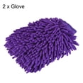 thumbnail image 3 of Uxcell Large Double-Side Microfiber Soft Chenille Dusting Wash Mitten Purple 2 Pack, 3 of 5