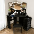 RichYa Vanity with Lights Makeup Corner Vanity Desk with Power Outlet