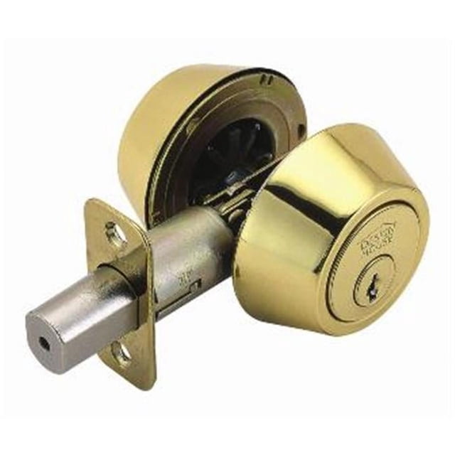 Design House 782771 Double Cylinder 2-Way Latch Deadbolt, Adjustable Backset, Polished Brass Finish