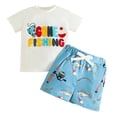 thumbnail image 3 of Rvasteizo Baby Outfits Girl Print Crew Neck Short Sleeve Top and Fashion Shorts Cute 2 Piece Set for Infant Boys Girls 3 Months to 3 Years, 3 of 4