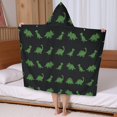 thumbnail image 5 of Black Dinosaurs Neon Pattern Hooded Bath Towel，50"x30" for Ages 3 To 12 Kids, Quick Dry Lightweight Soft Microfiber Hood Beach Towel Cover Up for Kids, 5 of 7