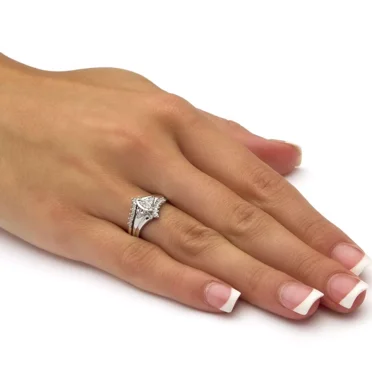 RKC 14K White Gold Plated 1 Ct Simulated Diamond Wedding Marquise Bridal Rings Set