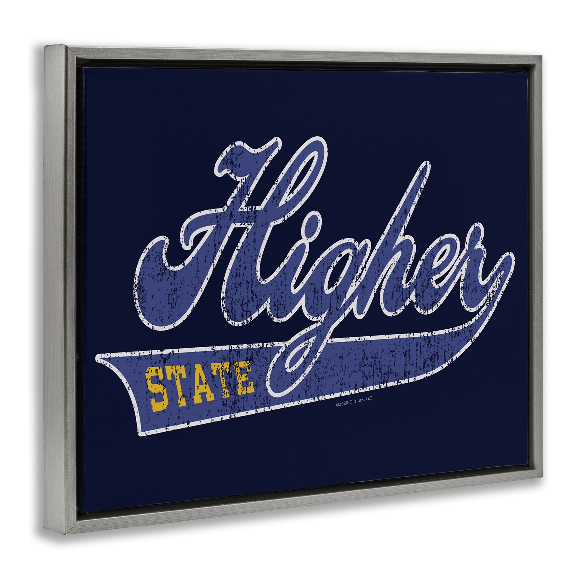 Stupell Industries Higher State Varsity Style Text & Numbers Painting Gray Floater Framed Canvas Art Print Wall Art, 21 x 17