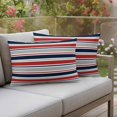 thumbnail image 3 of Pack of 2 Red Navy Blue Striped Outdoor Pillow Covers Decorative, Waterproof Pillow Protector, Farmhouse Stripes Modern Abstract Art Lumbar Throw Pillowcases for Patio Couch Sofa Home Decor 20"x12", 3 of 8