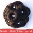 thumbnail image 1 of Scrunchie sintético de pelo Donut recto Updo postizos trenzados Clip en cabello de gran tamaño extensiones de Cosplay de boda para fiesta(Negro natural)(Diamantes blancos), 1 of 5
