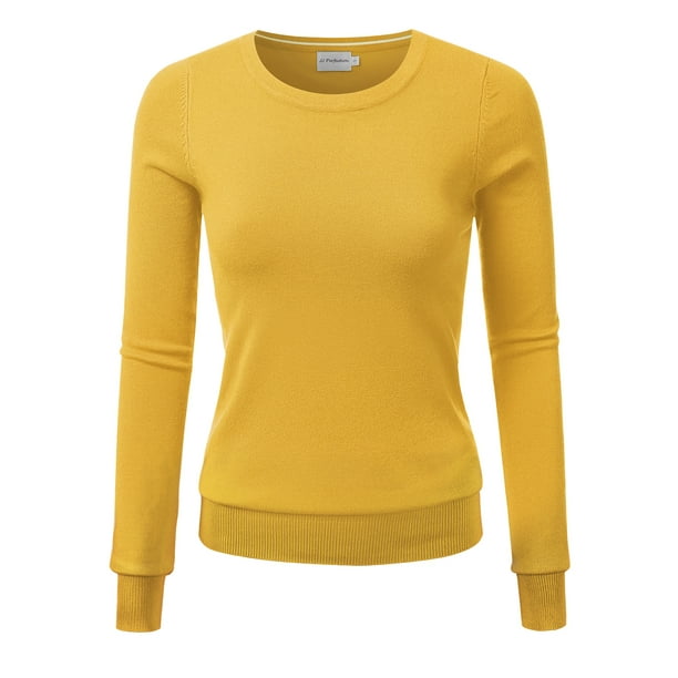 JJ Perfection Women's Long Sleeve Crew Neck Pullover Sweater with Plus ...
