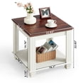 thumbnail image 3 of Buildhom Farmhouse End Table, Large 2-Tier Side Table with Storage Shelf, Rustic Brown Square Tea Table for Living Room, White, 3 of 7