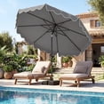 thumbnail image 3 of Costway Parasol de Patio 9 Pi avec Sacs de Sable à Base Lestée, Inclinaison à Bouton-Poussoir, Manivelle, Nervures Robustes, Gris, 3 of 10