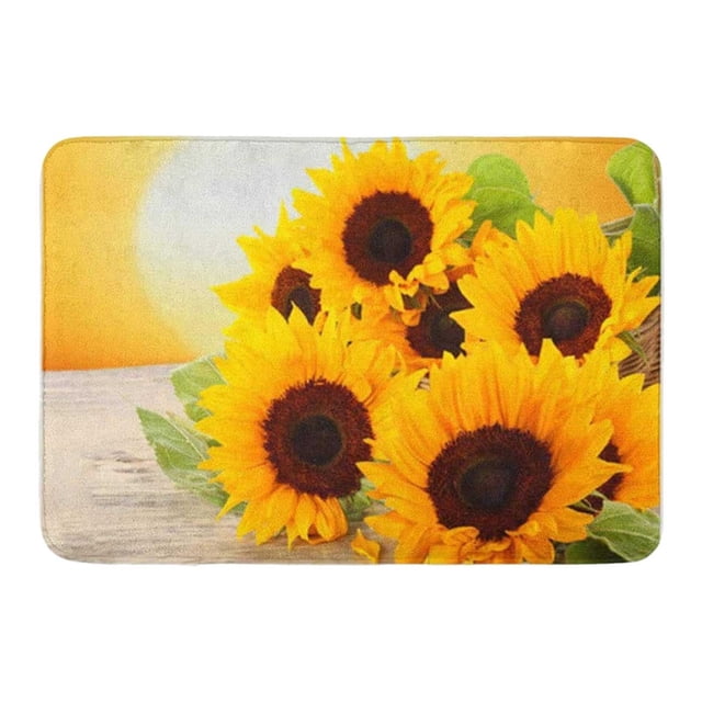 Binwennn Area Rug 2x6 Textu Soft Throw Blanket Fall Throw Blanket Bath Mats For Bathroom Bathroom Mats Rugs No Silp Yellow Sunflower Washable Cover Floor Rug Carpets Floor Mat Bathroom Decorations