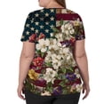 thumbnail image 4 of 4th of July Scrub Tops for Women Casual V Neck USA Flag Print Scrubs Short Sleeve USA 250th Anniversary Patriotic Scrub Shirts Nursing Uniform Medical Nurse Workwear with Pockets Deep Red 2XL, 4 of 5