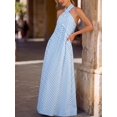 thumbnail image 4 of Blue And White Striped Halter Neck Maxi Dress For Women, 4 of 7