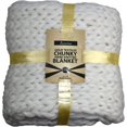 thumbnail image 2 of GOLD TEXTILES Chunky Knit Blanket 50x60 Warm Soft Cozy for Lounge Sofa & Bedroom, Handmade Knitted Yarn Throw Blanket White, 2 of 5