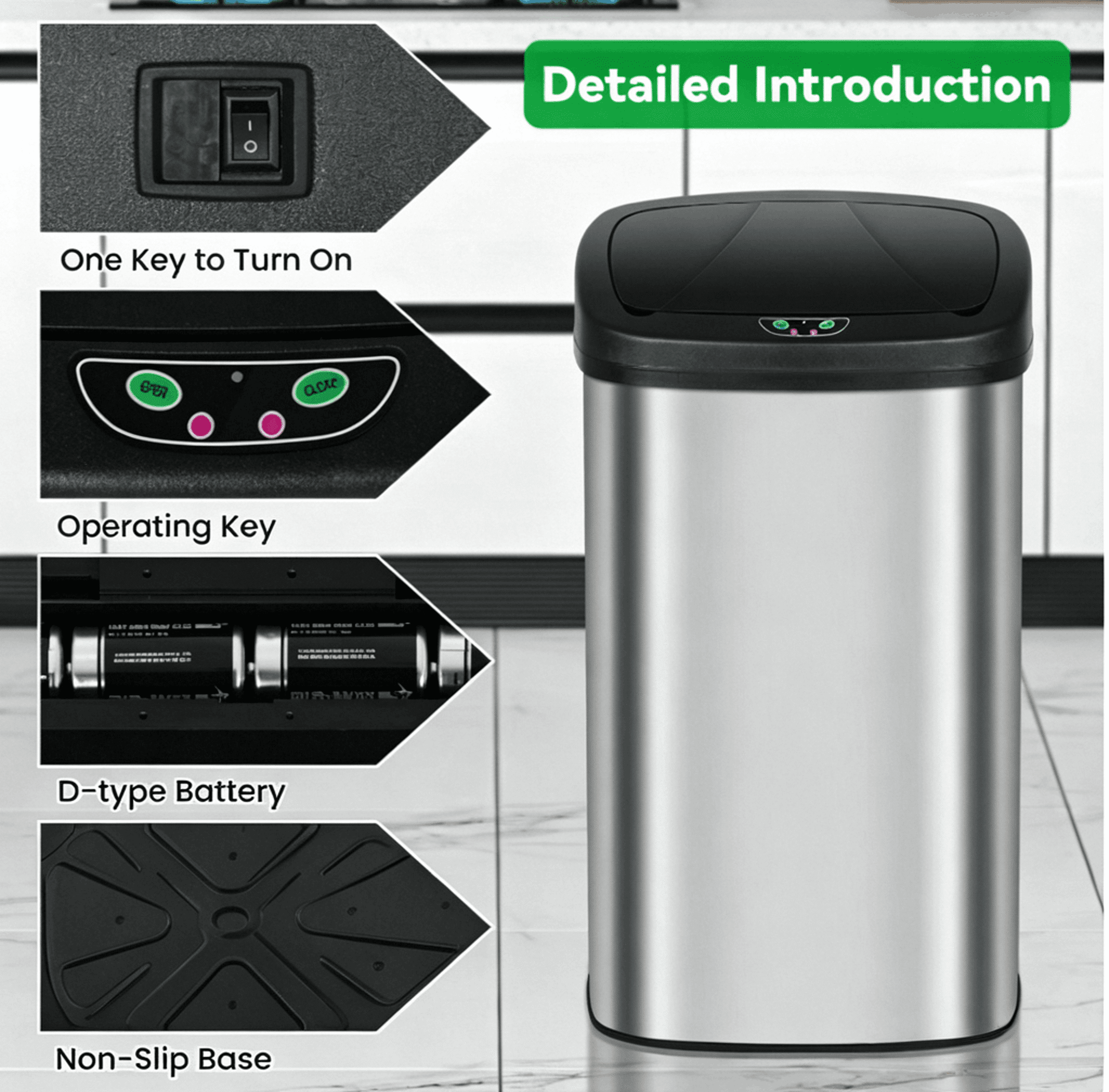 XF XINFENG 22 Gallon Tall Kitchen Trash Can with Lid, 82 L Automatic Stainless Steel Motion Sensor Garbage Can Waste Bin for Kitchen Office, Fingerprint-Resistant, Silver