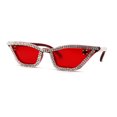 thumbnail image 2 of Full Rhinestone Iced Narrow Cat Eye Diva Sunglasses All Red, 2 of 4